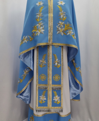 Фелон для священнослужителя з машинною вишивкою Ф24П голубий