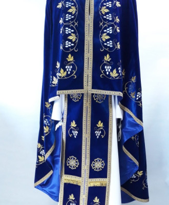 Церковний вишитий фелон Ф46 синій