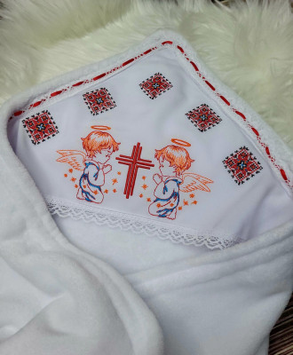 Махрова хрестильна крижма з традиційною вишивкою